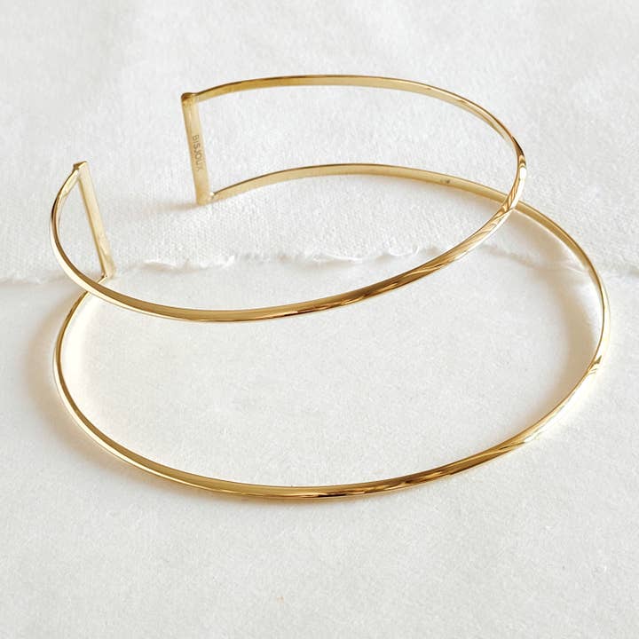 Collier ras du cou en laiton Double Dealer Collar pour la vente par Bisjoux