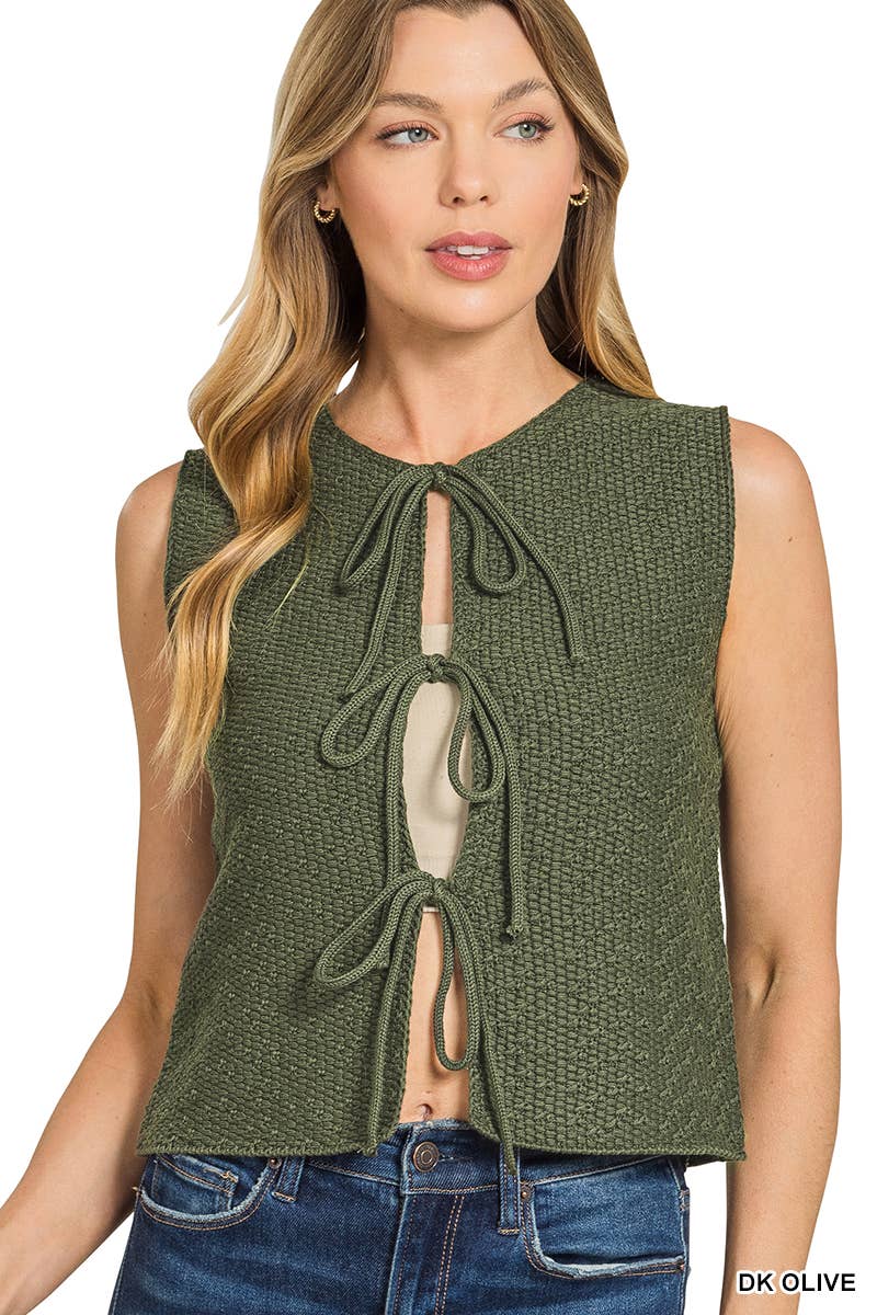 42POPS - Wholesale Outerwear Vest - Women's - .._ 0811 Tie Front Sweater Vest SI-2837210