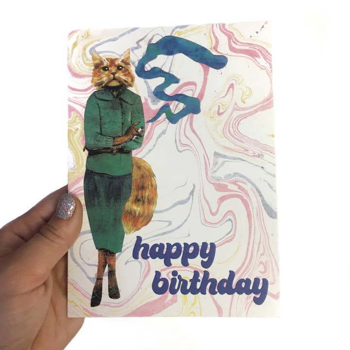 Pergamo Paper Goods - Wholesale Birthday Card - Cannabis Cat Birthday Card - 420 Weed - Weird Cards
