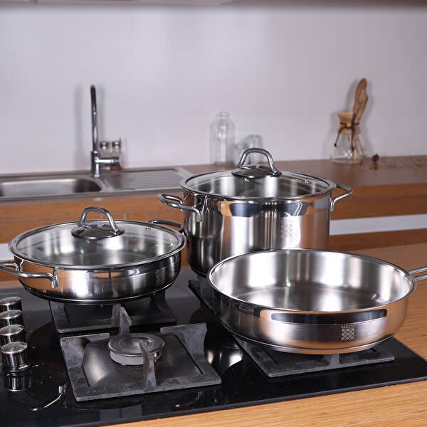 Biggbrands GmbH - Wholesale Cookware Set - Serenk Modernist 5 Piece Steel Pot and Pan Set3