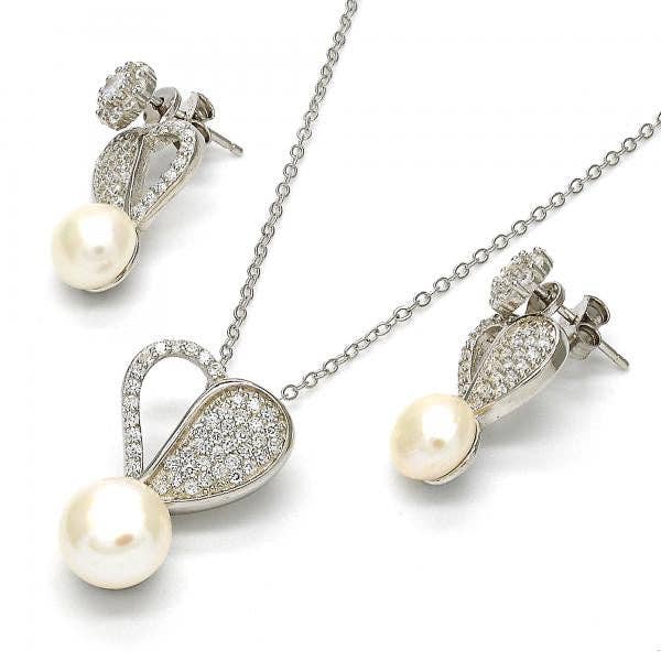 Ensemble de bijoux en perles d'ivoire et micro pavé en argent sterling pour la vente par Angelluz