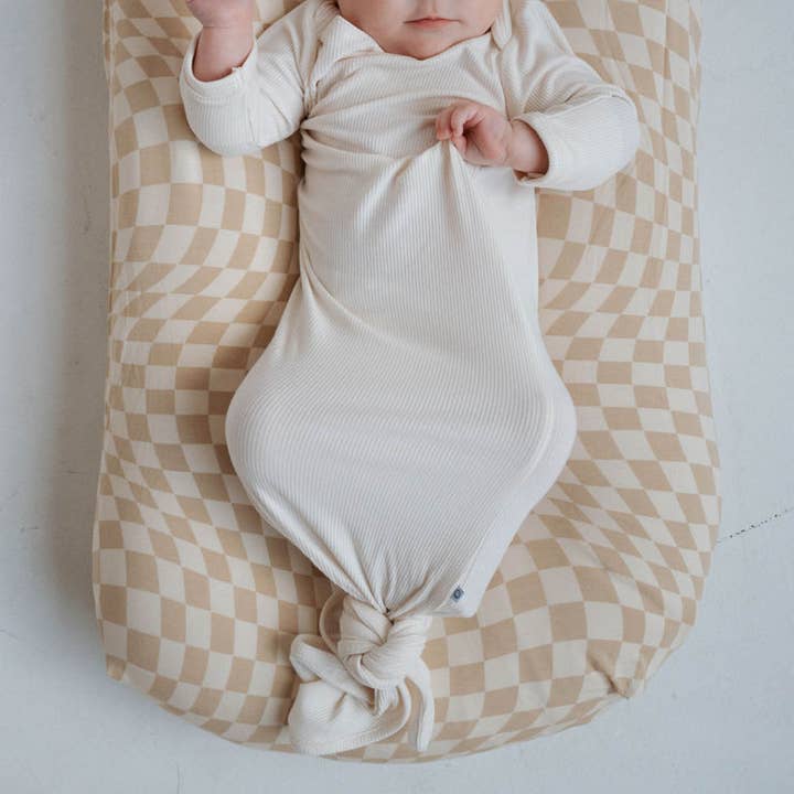 Everyday Leisure - Wholesale Babygown - Baby - Ivory Ribbed | Bamboo Knotted Gown
