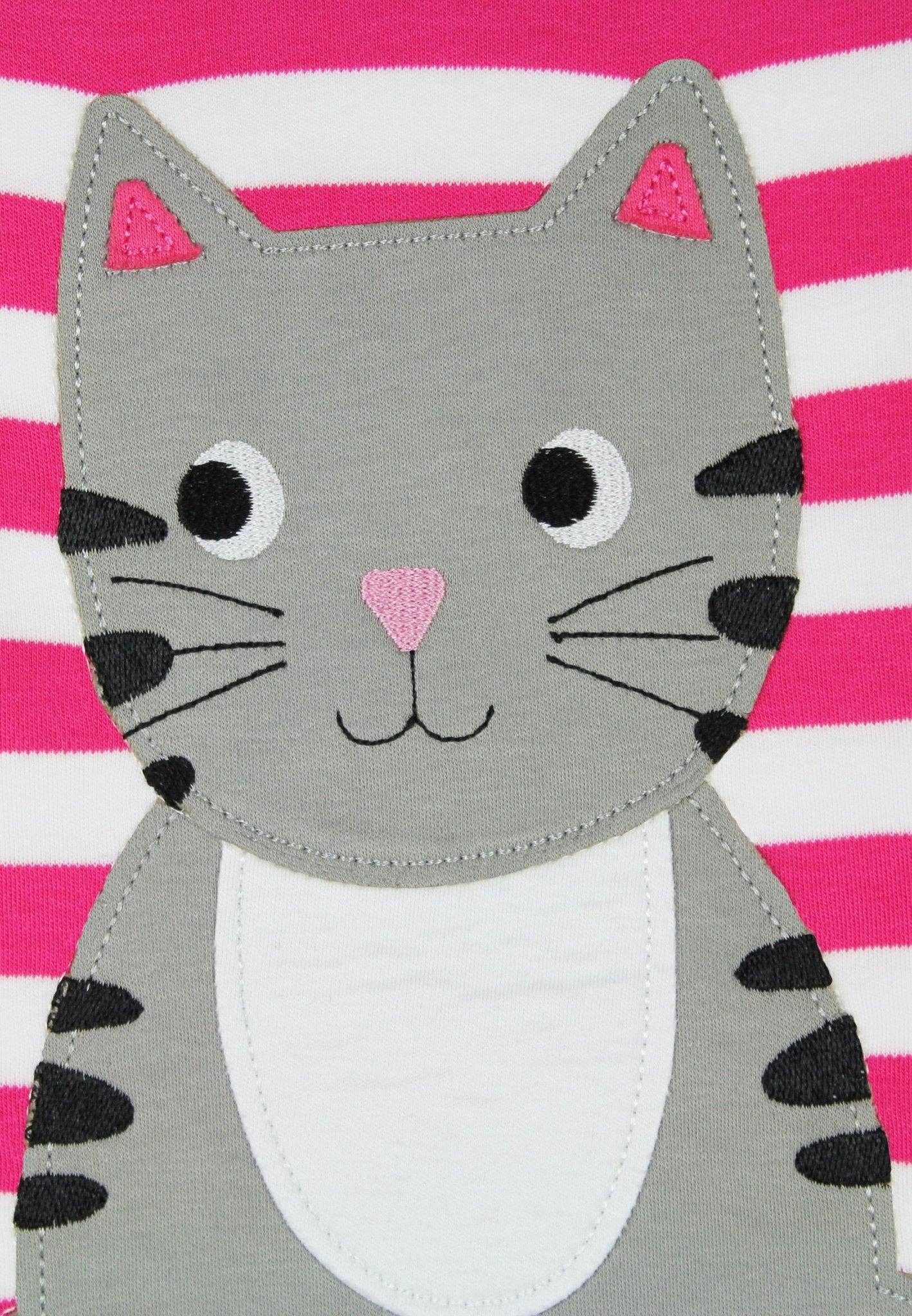 Toby Tiger - Wholesale T-Shirt - Kids - Organic Pink Kitten Applique Long-Sleeved T-Shirt5