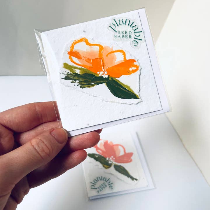 Atelier By Cat - Wholesale Everyday Greeting Card - mini Seed Paper Cards, Plantable Eco Friendly, Hand Painted