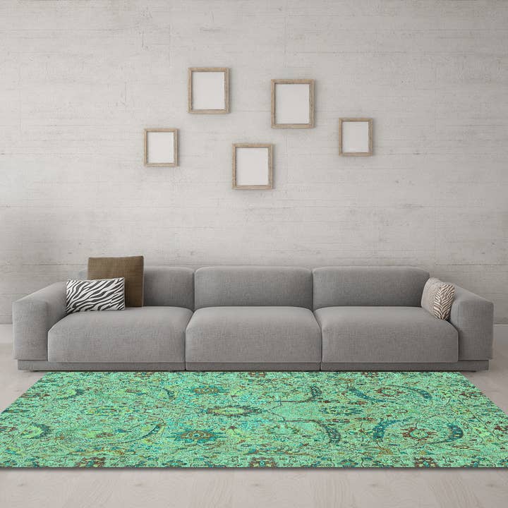 Machine Washable Abstract Turquoise Modern Area Rugs for wholesale by Ahgly
