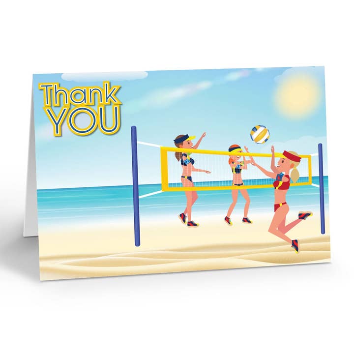 Beach Volleyball Thank You Notecard Set with Envelopes for wholesale by Stonehouse Collection