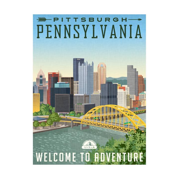 Pittsburgh Pensilvânia Bem-vindo à Aventura Poster de Impressão Artística por atacado de Gotham Gifts
