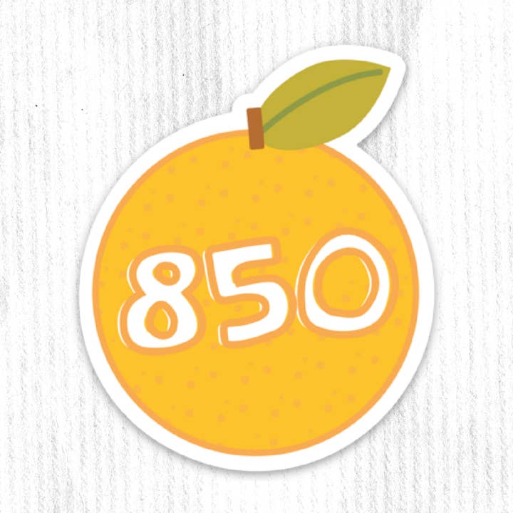 Tallahassee 850 Florida Area Code Orange Vinyl Sticker for wholesale by Articuh