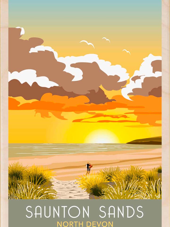 Saunton Sands, Devon - Milieuvriendelijke souvenirs voor wholesale door THE WOODEN POSTCARD COMPANY