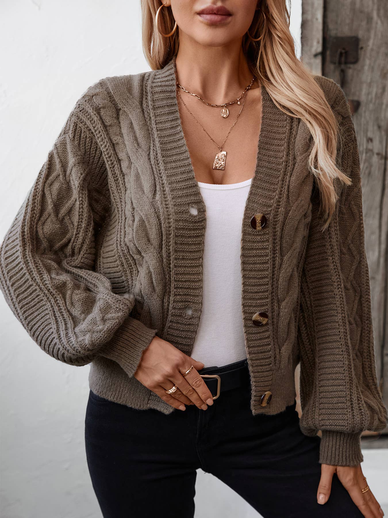 Lily Clothing - Wholesale Cardigan - Women's - LOOSE BUTTON CARDIGAN SWEATER COAT7