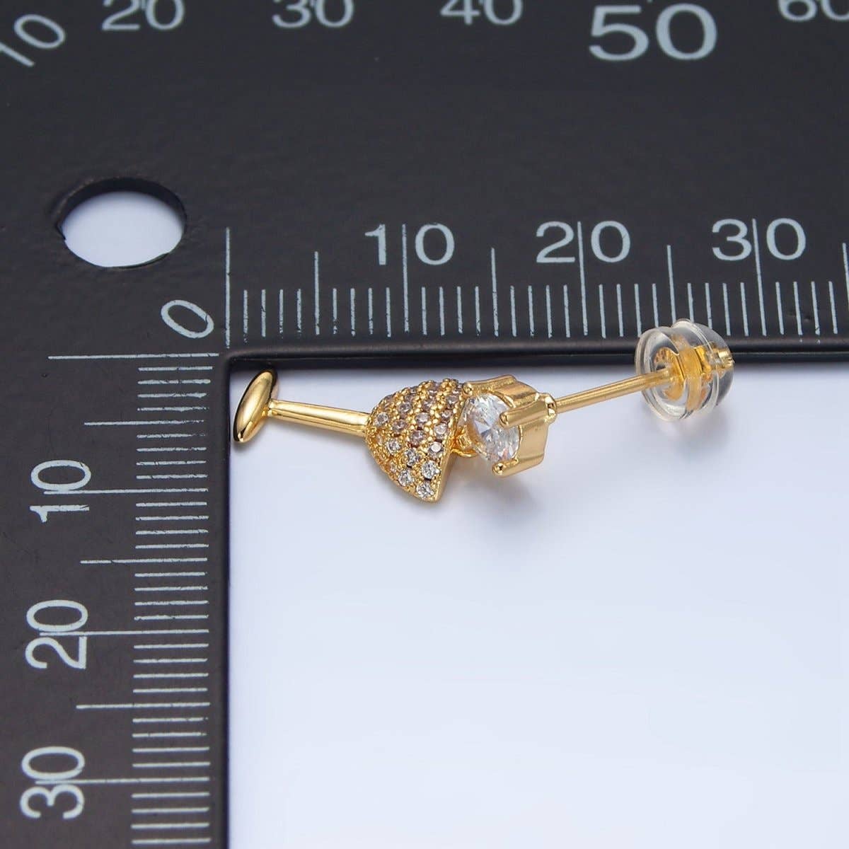 Aim Eternal - Wholesale Stud/Post Earrings - 24K Gold Filled Micro Paved Wine Alcohol CZ Drop Stud Earrings | AD6793