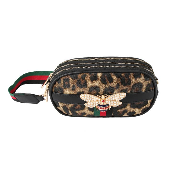 Handbag Factory Corp - Wholesale Crossbody Bag - Women's - Fashion Bee Hardware 3 Zip Closure Crossbody Bag