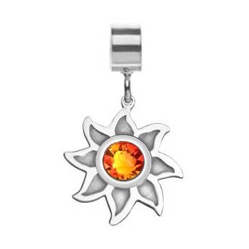 Sonnenschein-Charm mit rotem Topas-Kristall für Lederarmband für den Großhandel von Kavalis