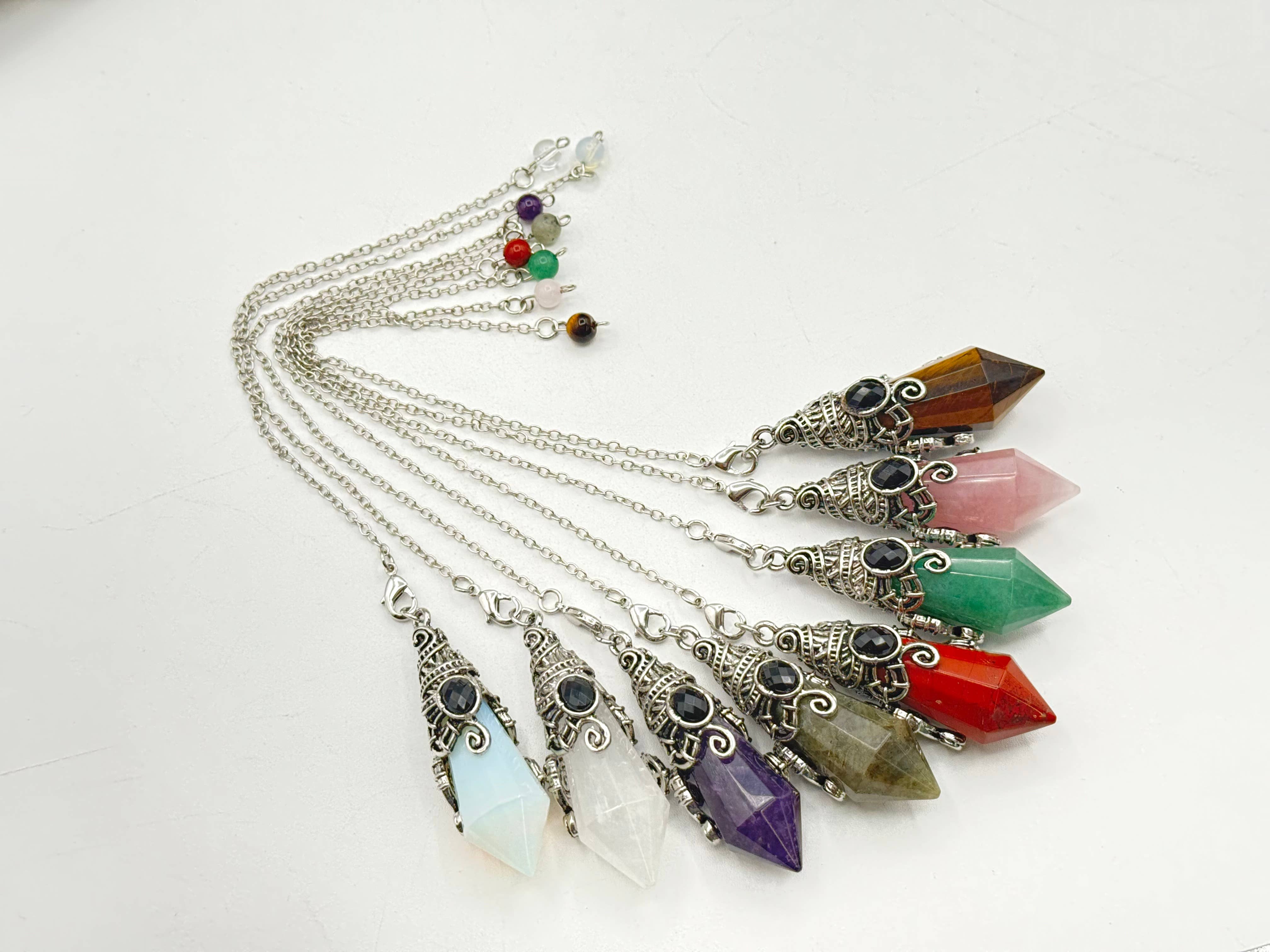 Meraki Gemstones - Venta al por mayor Tableros de péndulos - Péndulo de Amatista de 12 Facetas en Color Plata Antigua7