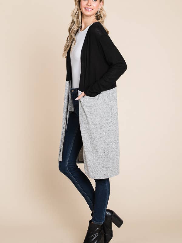 Culture Code - Wholesale Cardigan - Women's - CHD1348LA - COLOR BLOCK HALF DUSTER