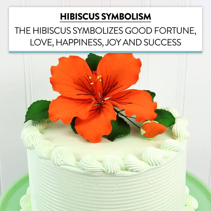 Global Sugar Art - Wholesale Artificial flowers - Tropical Hibiscus Sugar Cake Flower Spray by Global Sugar Art, Orange3