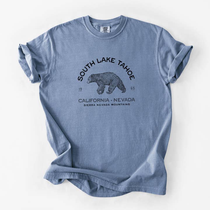 South Lake Tahoe Black Bear - Unisex Comfort Colors Garment-Dyed Heavyweight T-shirt for wholesale by Because Tees