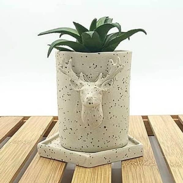 Pot “Deer”. Ceramic planter, stoneware pot. for wholesale by Cerámics & co