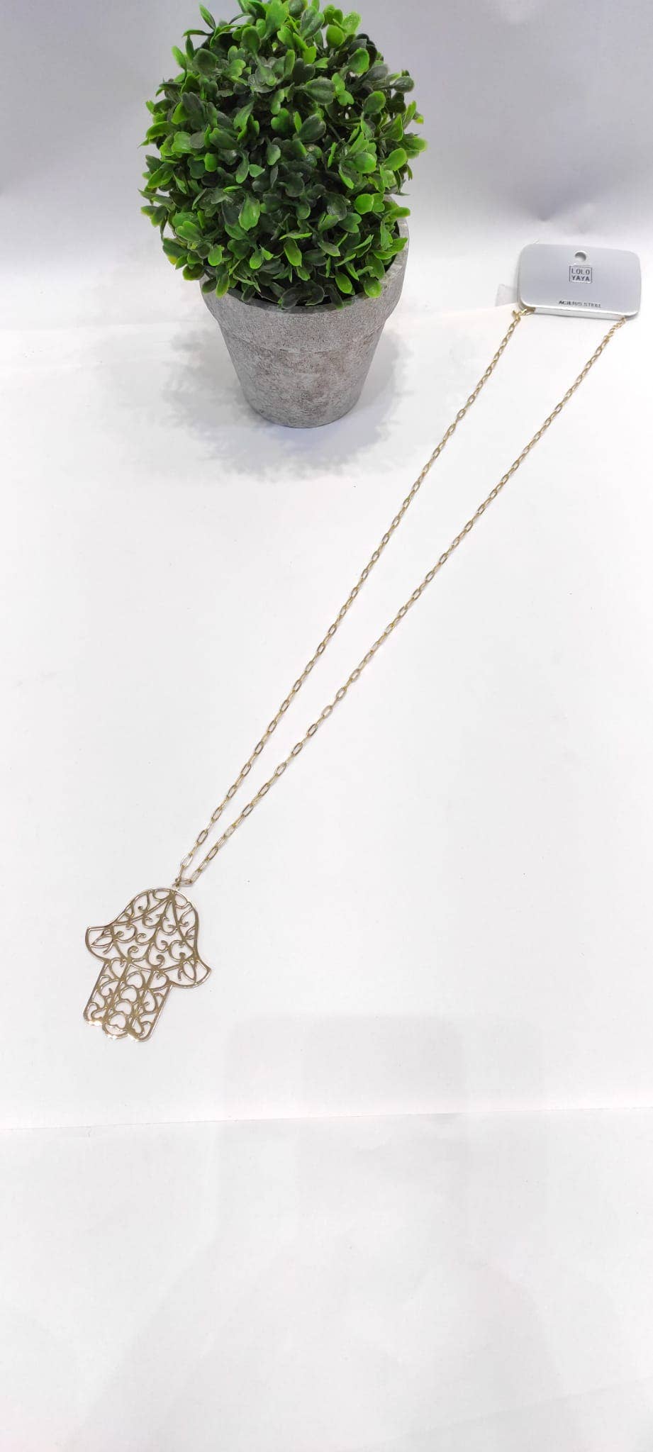 GOLDEN Long necklace 90cm the Hand of Fatima for wholesale on Faire