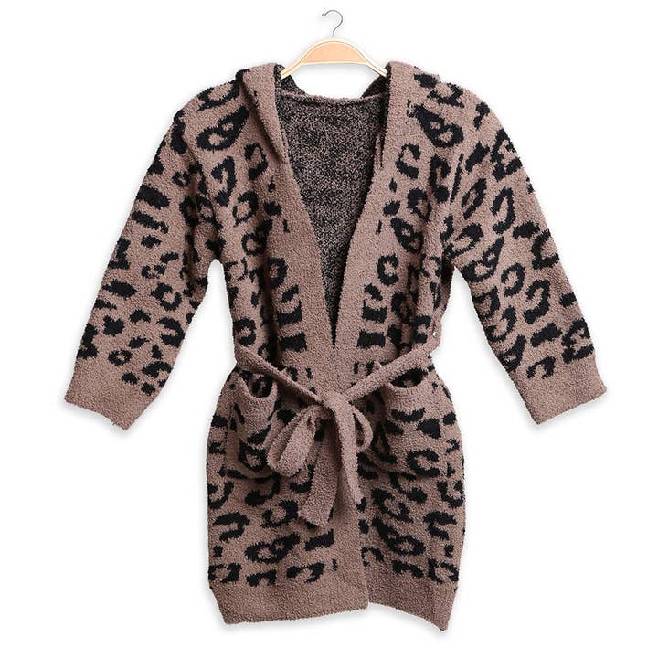 Fashion City - Wholesale Robe – Kids - Children's Leopard Print Luxury Soft Hooded Robe4