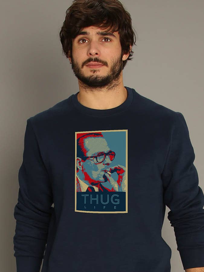 CAMISOLA AZUL MARINHA PARA HOMEM CHIRAC THUG LIFE por atacado de Wooop