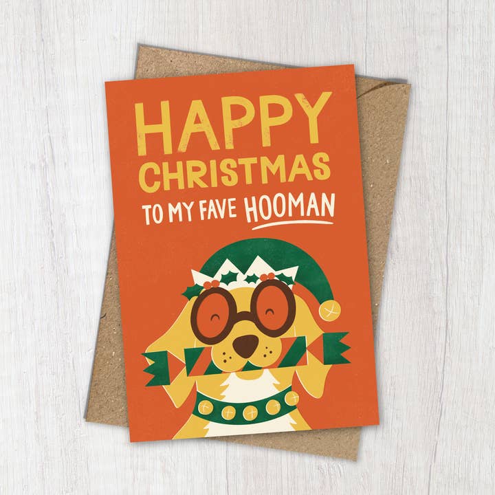 To My Fave Hooman | Fun & Retro Dog Christmas Card for wholesale by Bird & Co Studio