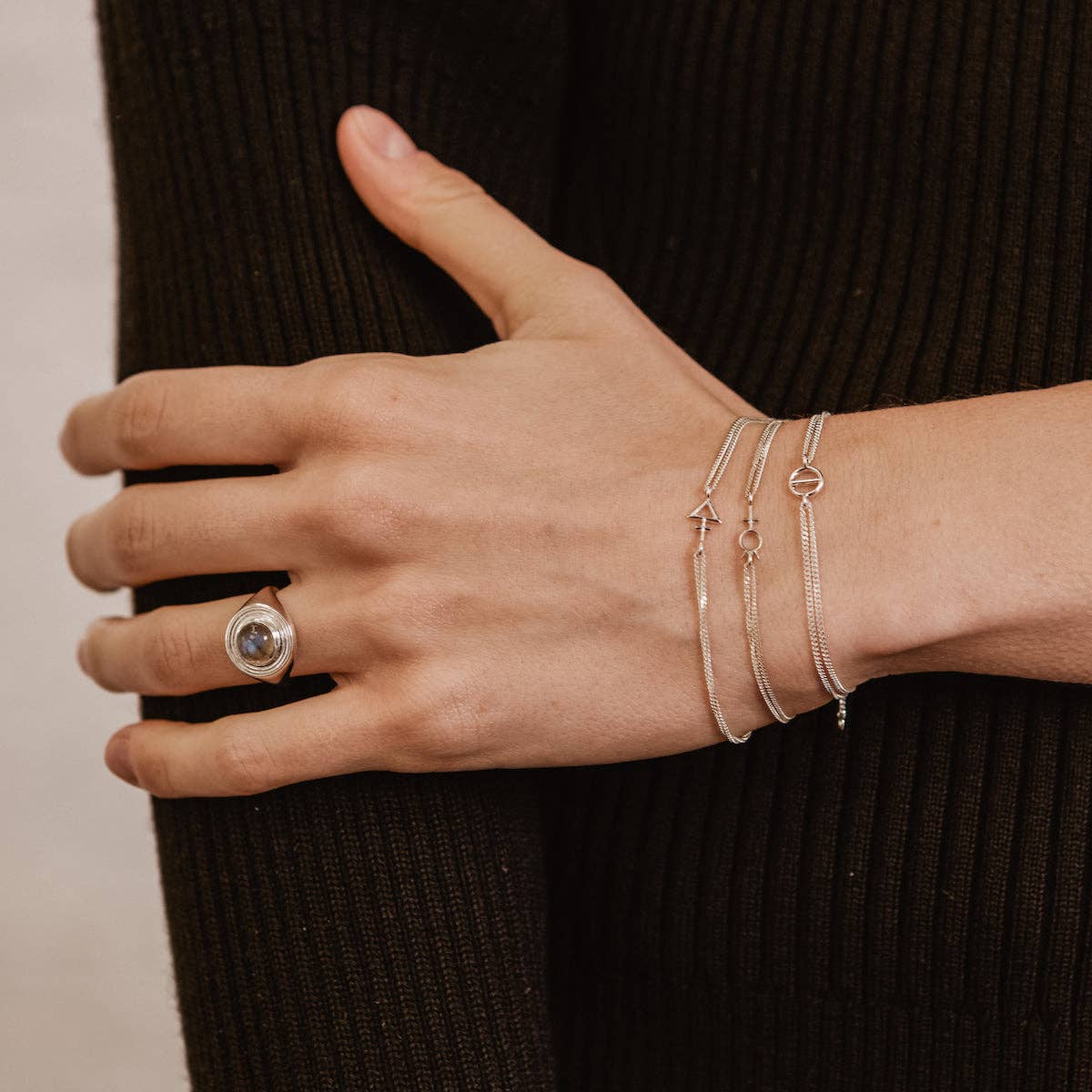 Rachel Entwistle Jewellery - Venta al por mayor Pulseras de cadenas y eslabones - Pulsera Tria Prima Plata3