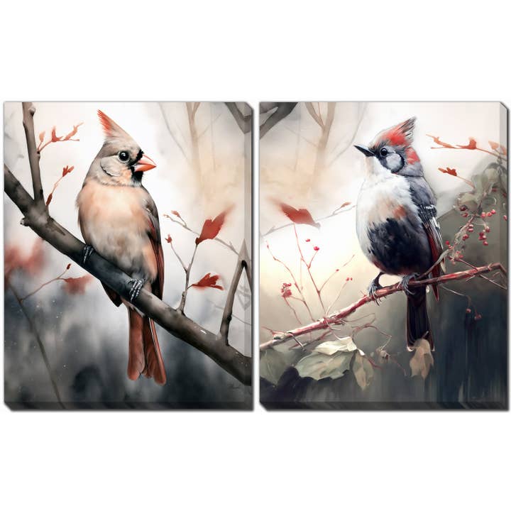 Bird On Branch Canvas Wall Art Set for wholesale by Streamline Art