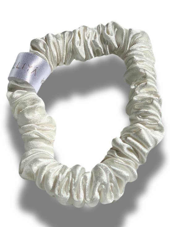 Small 100% Silk Scrunchie - Snow White for wholesale by Malliya