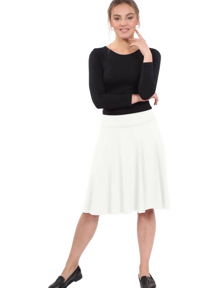 Kosher Casual - Wholesale Skirt - Women's - Knee Length Skater Skirt with Full A-line Cut for Women10