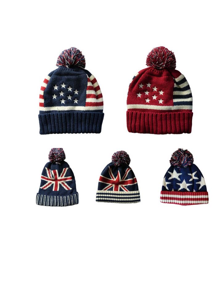 Haila - Vinterstrikket Beanie med Flagmønster for engroshandel hos Funkyrel® Atzbranding Limited