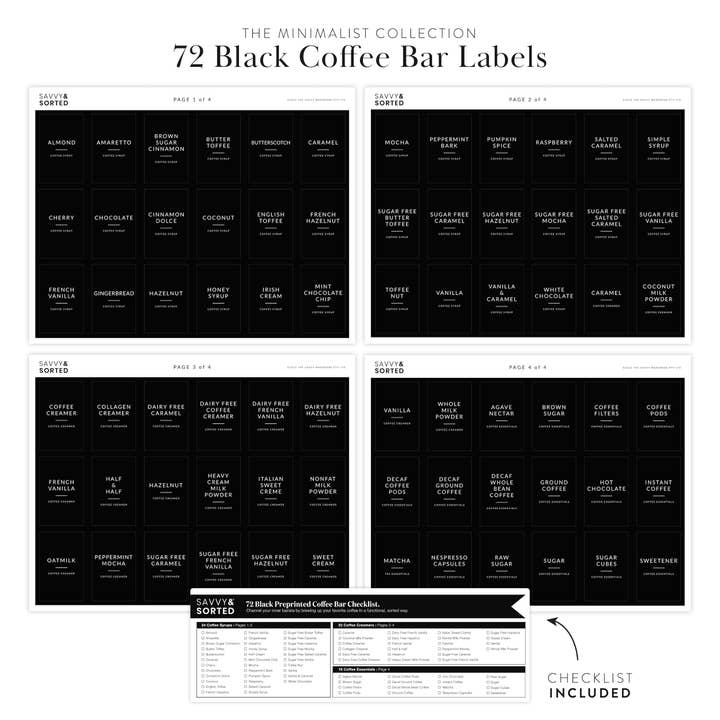 Savvy & Sorted - Wholesale Gift tag label - Black Minimalist Coffee Bar Labels5