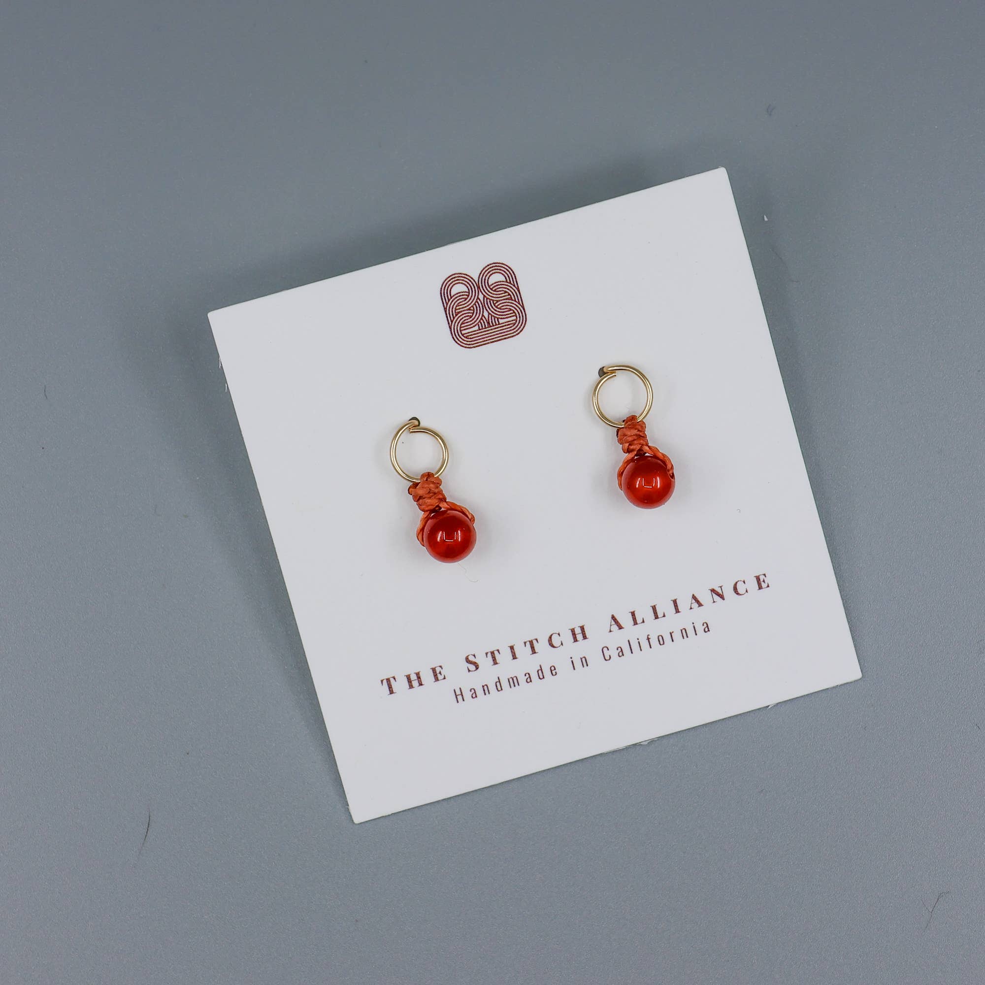 The Stitch Alliance - Wholesale Stud/Post Earrings - Carnelian Stud Earrings, Circle, 14k Gold Fill, Handmade USA4