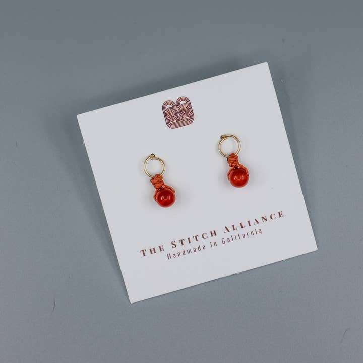 The Stitch Alliance - Wholesale Stud/Post Earrings - Carnelian Stud Earrings, Circle, 14k Gold Fill, Handmade USA4