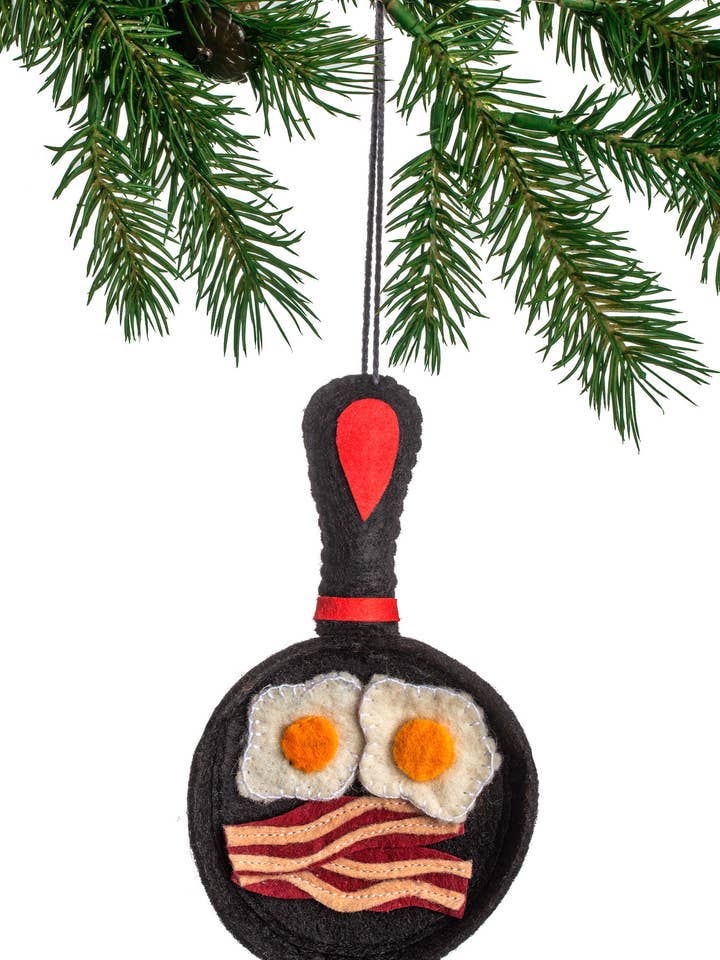 Bacon and Eggs Ornament for wholesale by Silk Road Bazaar
