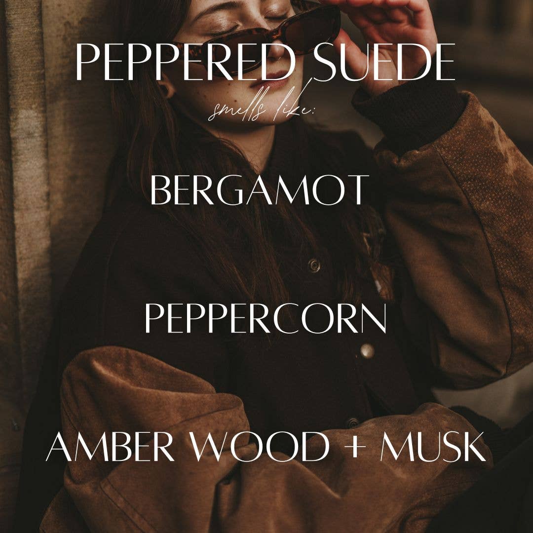 Cedar Mountain Candle - Wholesale Jar/Filled Candle - Peppered Suede - 9 oz Whiskey Glass Soy Candle1