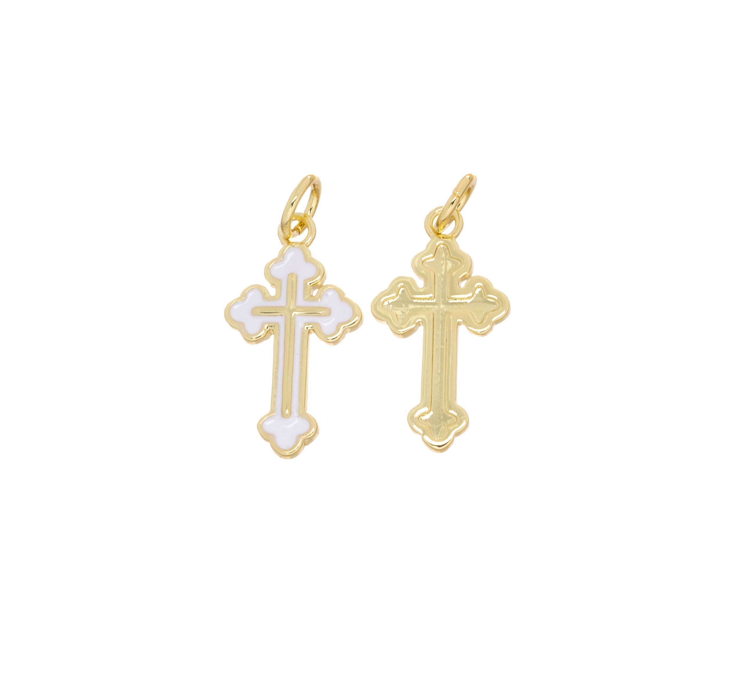 Jewel Pledge - Wholesale Individual Charm/Pendant - Assorted Gold samll Cross Charms for Jewelry Making CPG26665