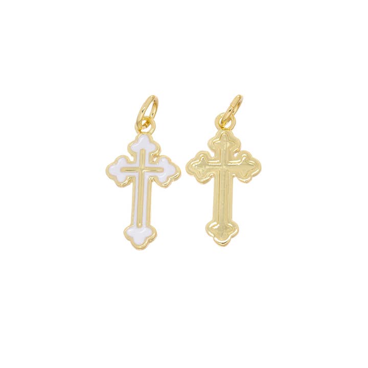 Jewel Pledge - Wholesale Individual Charm/Pendant - Assorted Gold samll Cross Charms for Jewelry Making CPG26665