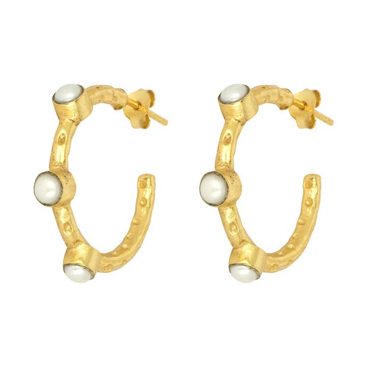 Mini Cruise Freshwater Pearl Hoops for wholesale by Ashiana London
