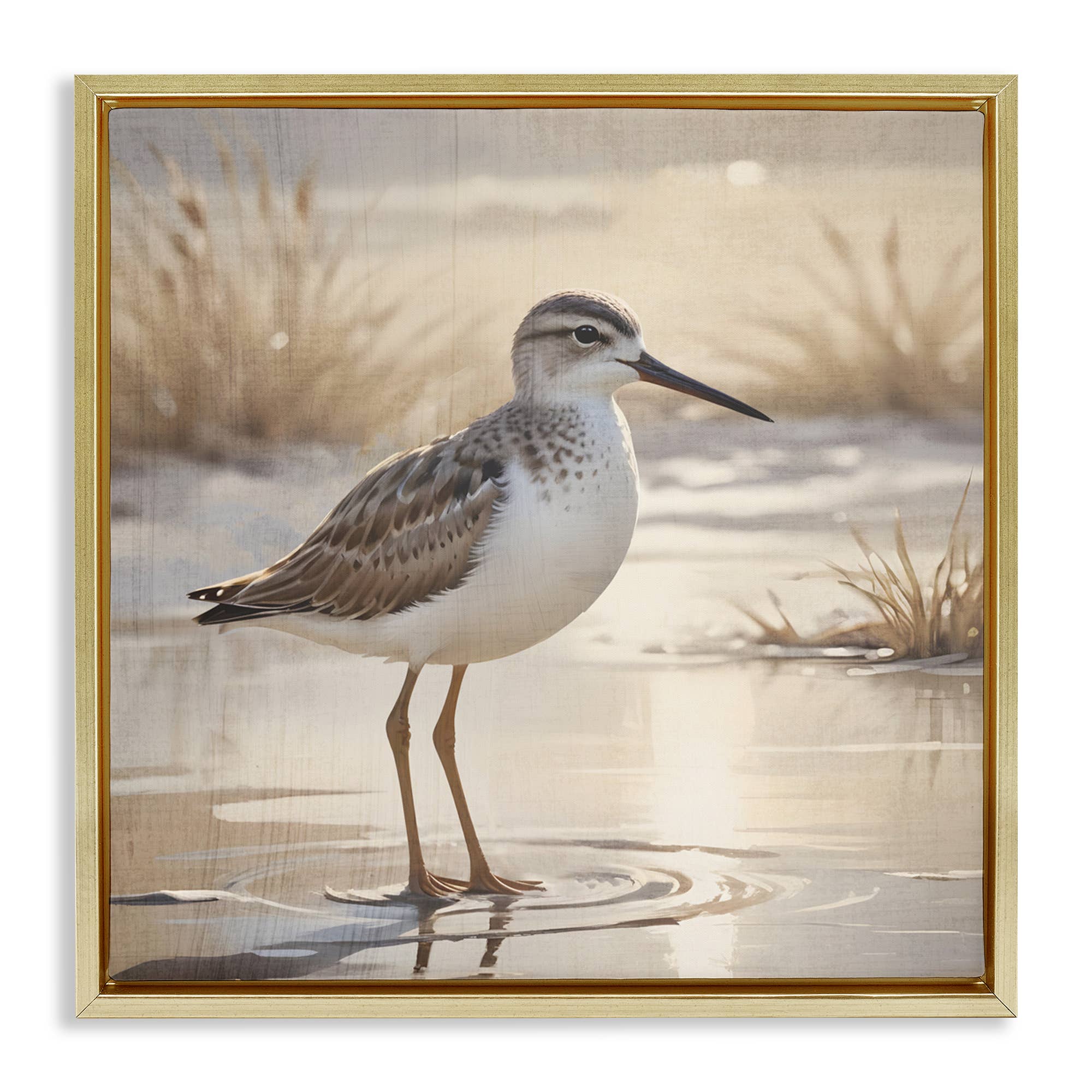 Stupell Industries – wholesale Wall sign – Sunlit Sandpiper in Shallow Water - Framed Wall Art24