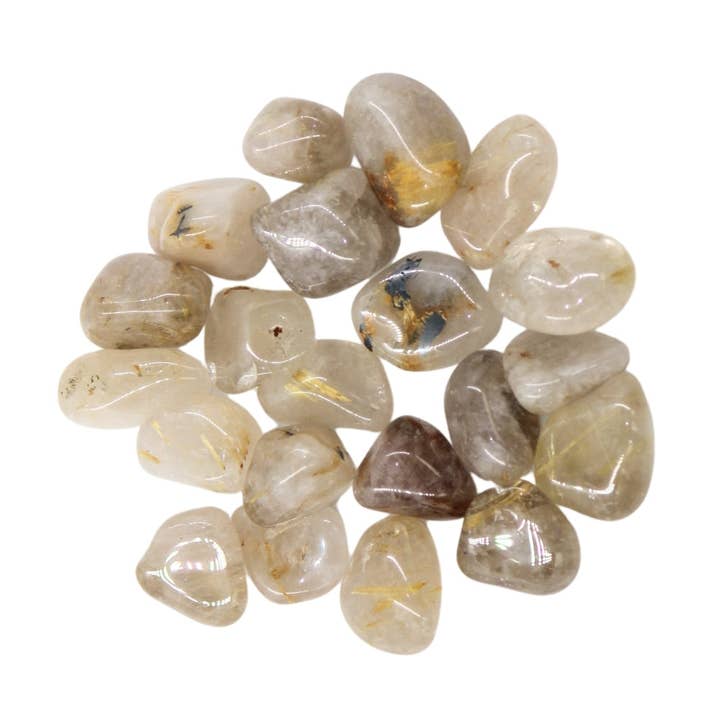 Earths Elements Wholesale - Wholesale Spiritual Stone/Crystal - Tumbled Crystal - Rutilated Quartz, 2lbs