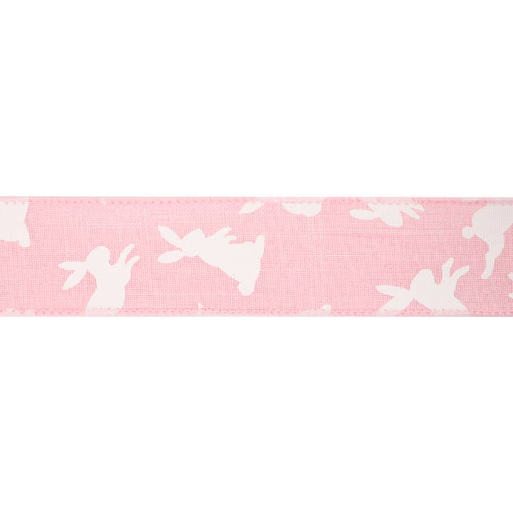 LA Ribbons Wholesale - Wholesale Ribbon – Gift wrapping - Wired Ribbon | Pink w/ White All Over Bunny | 10 Yard Roll1