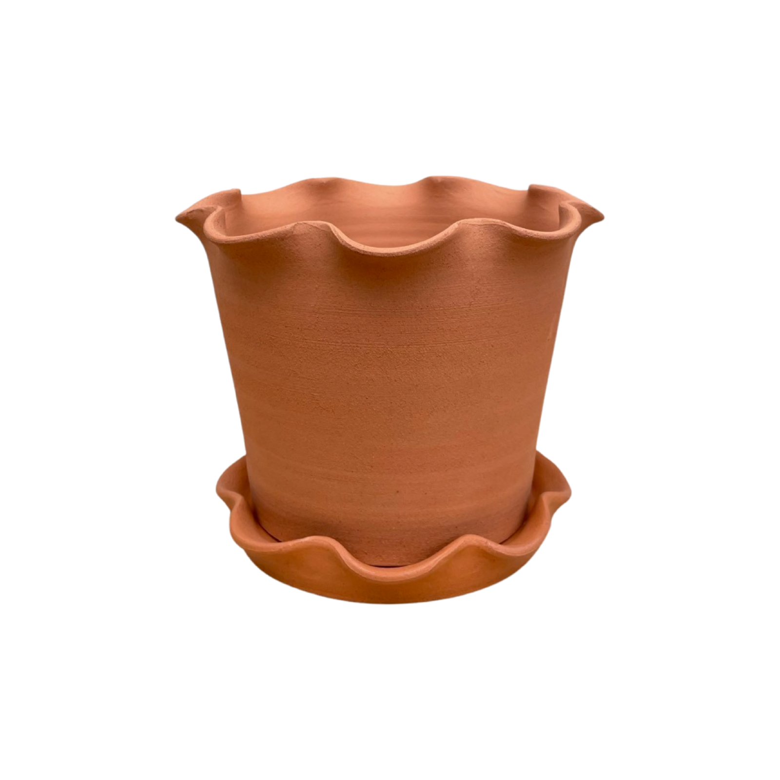 Paige Mitchell - Wholesale Plant Pot - Frilly Plant Pot and Saucer - Terracotta.0