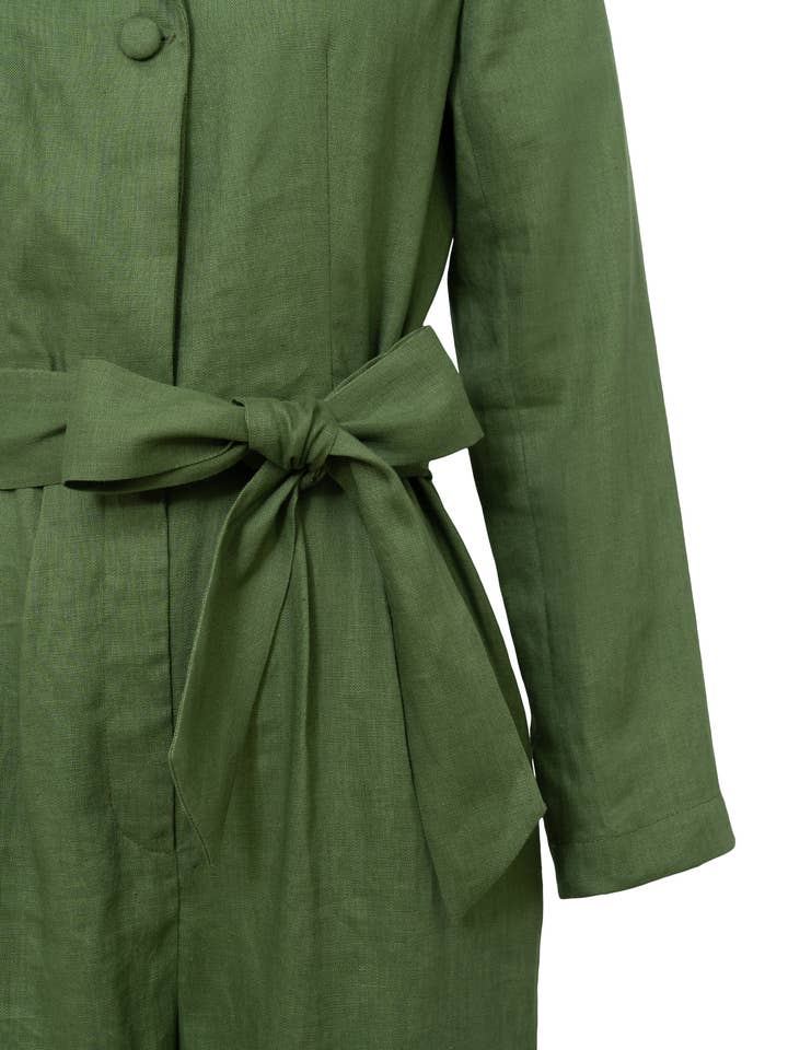 CHIC STAR - Venta al por mayor Peto - Mujer - Mono negro con cinturón de lino con un solo botón, talla grande, de Chic Star5