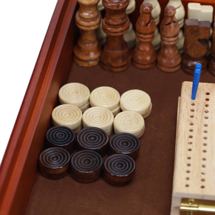 Wood Expressions - Wholesale Board Game - 7-in-1 Combination Wood Game Set – 12 inch board3