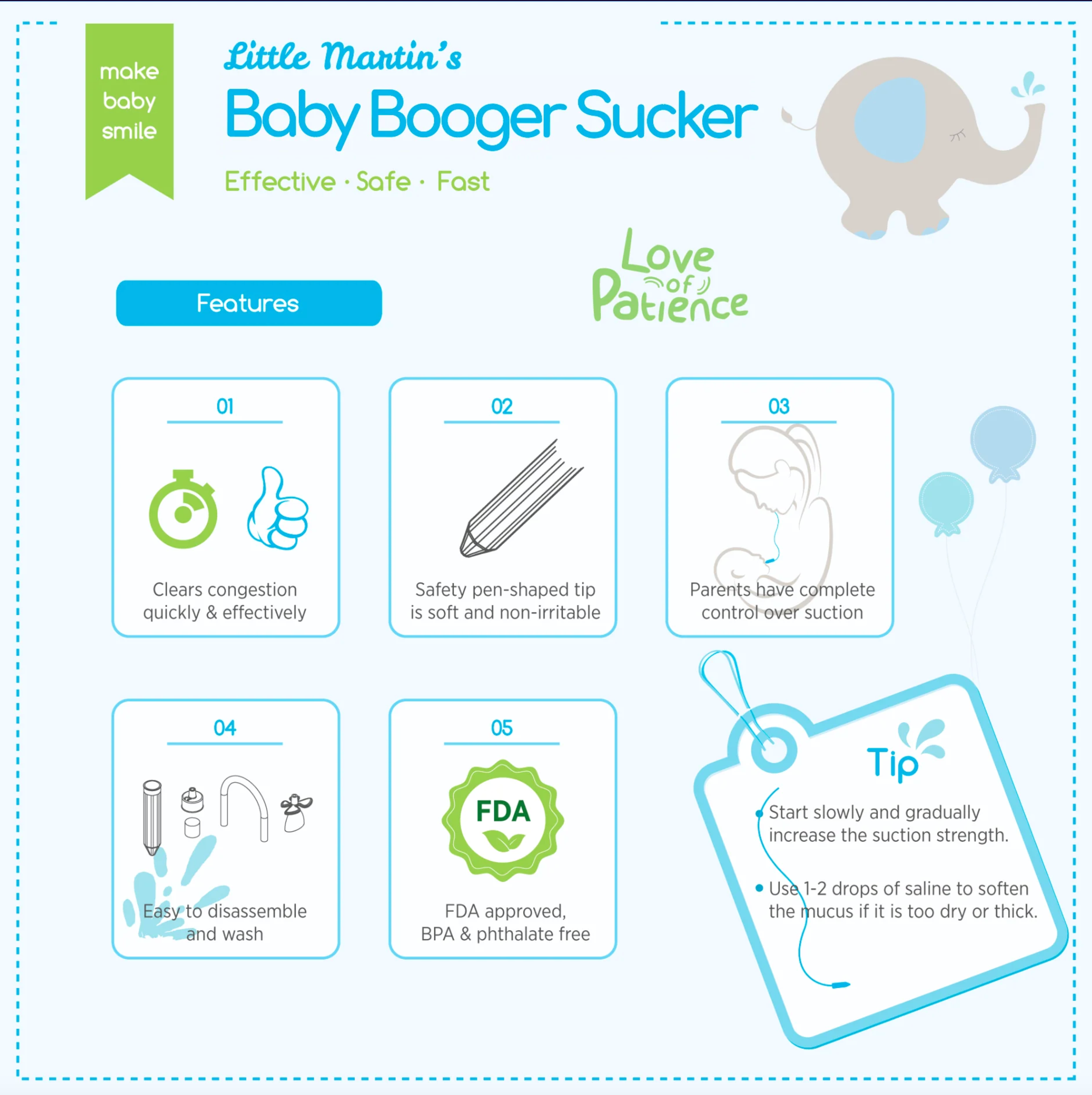Little Martin's Drawer – wholesale Bib – Baby – Baby Booger Sucker (Blue)4