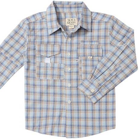 Chemise de pêche SAWYER BLUE/SKY PLAID pour la vente par Me & Henry