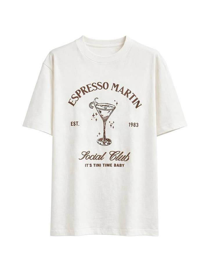 Espresso Martini Print Cotton T-shirt for wholesale by Anaz