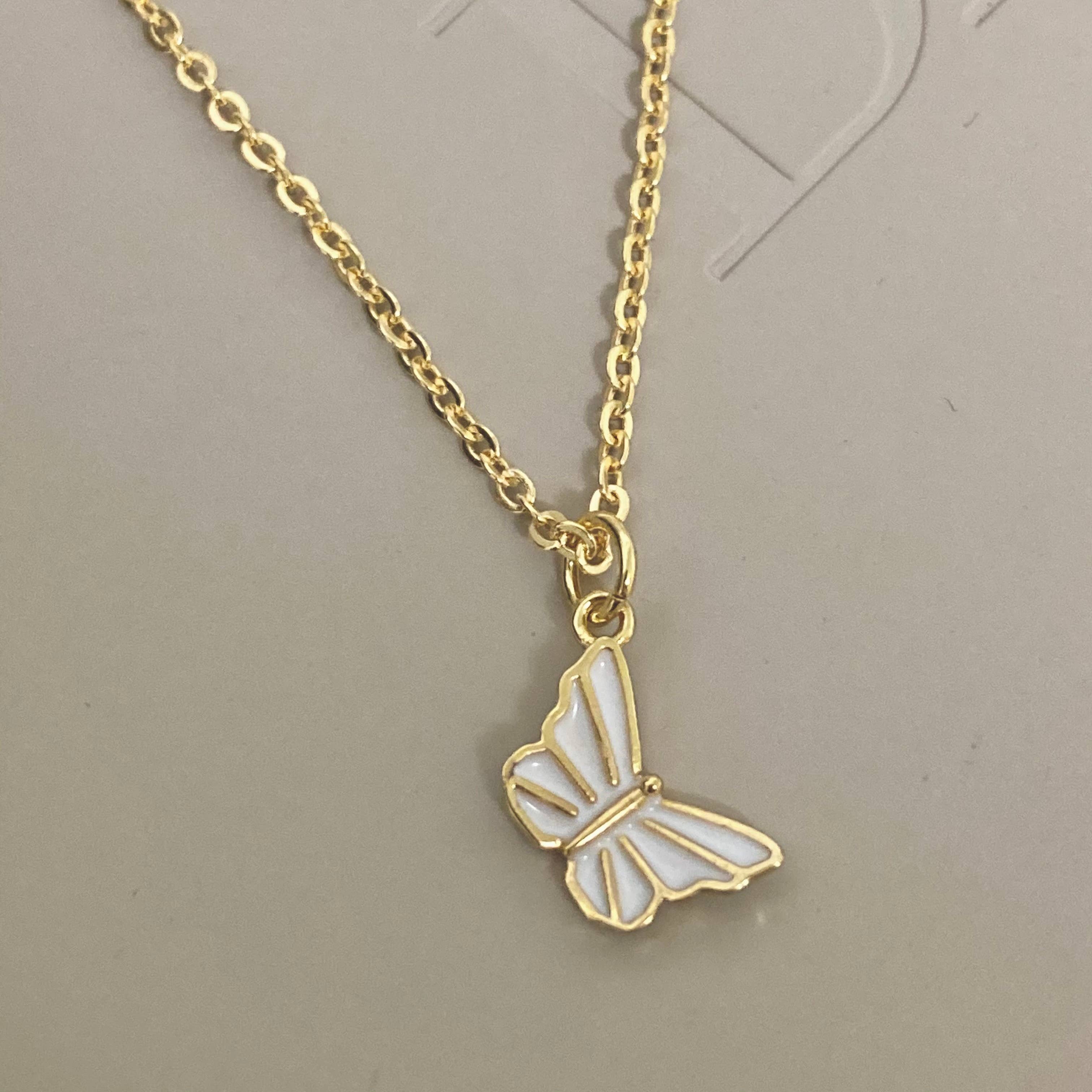 Amady Jewelry - Wholesale Pendant/Charm Necklace - Butterfly charm pendant dainty necklace 18K waterproof2