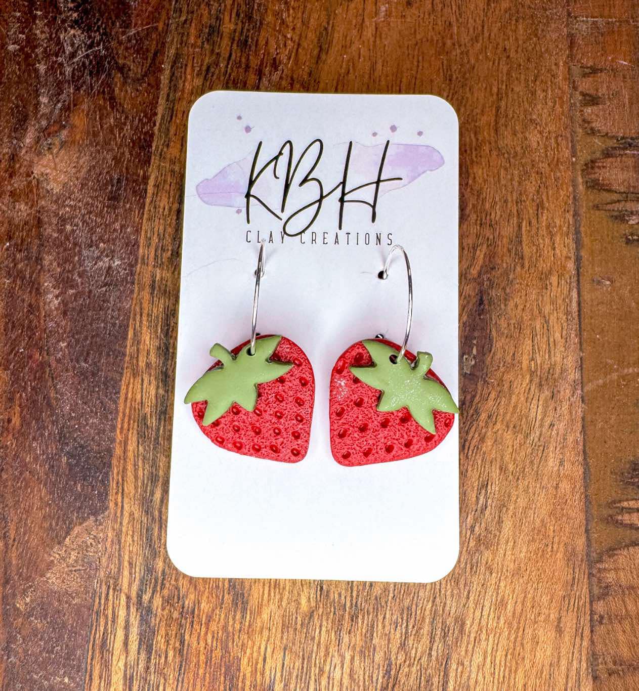 KBH CREATIONS - Wholesale Dangle Earrings - Strawberry Dangle/Stud Handmade Clay Earrings6